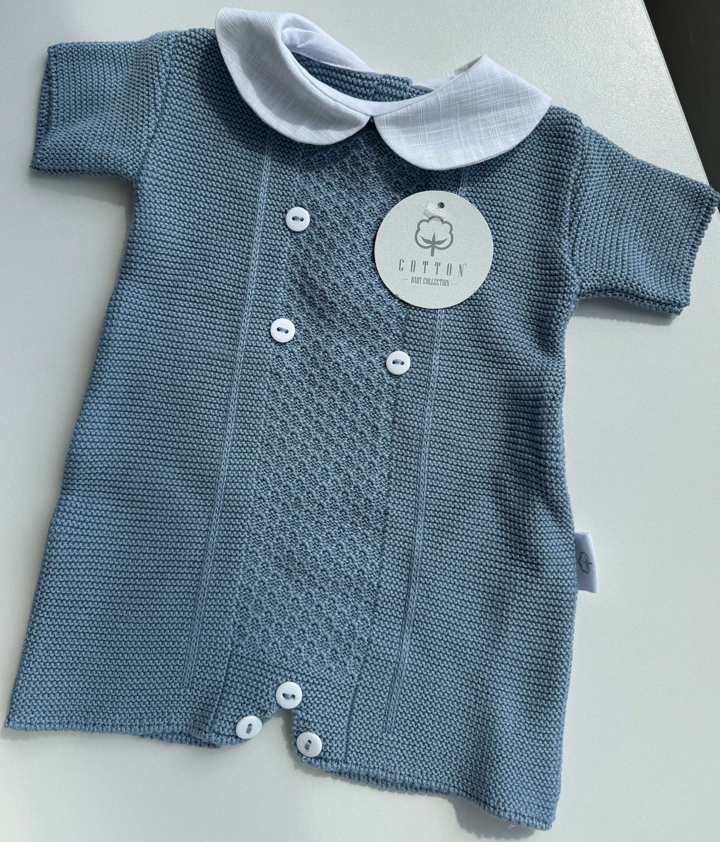 Cotton Charm Romper - Cobalt