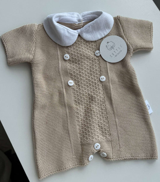 Cotton Charm Romper - Beige