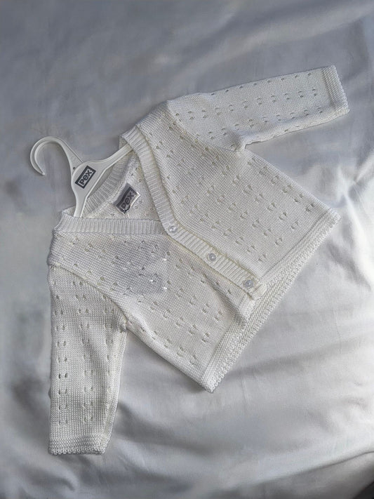 Teddy Knitted Cardigan - White